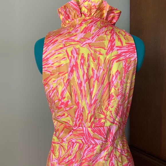 Just Taylor Dress Pink and Yellow v-neck ruffle - Picture 12 of 12